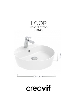 Creavit Loop 45cm Masa Üstü Çanak Lavabo Beyaz Lp146-00cb00e-0000