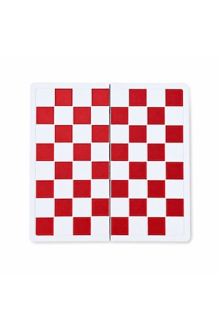 Katlanabilir Mini Satranç Takımı Beyaz & Kırmızı 21 X 21 Cm Taşınabilir Pratik Satranç Seti