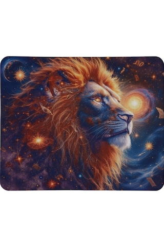 Aslan Burcu Desenli Tip Kaymaz Taban Optik Bilgisayar Notebook Burçlar Mouse Pad Mauspad 17x 21 Cm