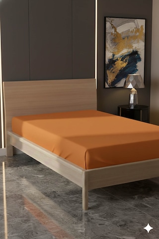%100 Pamuk Ranforce Premium Tek Kişilik Çarşaf - Turuncu Turuncu