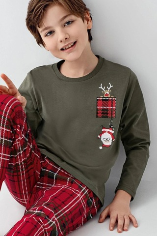 Arnetta 3513 Erkek Uzun Kollu Bisiklet Yaka Pijama Takımı-yeşil Yesil