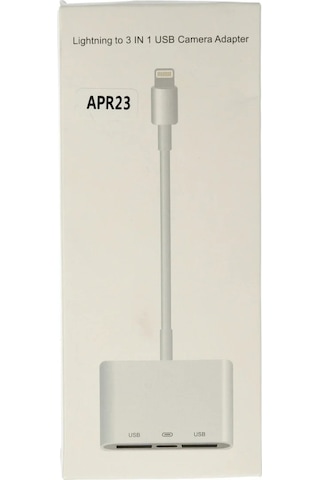 Apr23 Apple Uyumlu iPhone Otg 3in1 - Beyaz Diğer