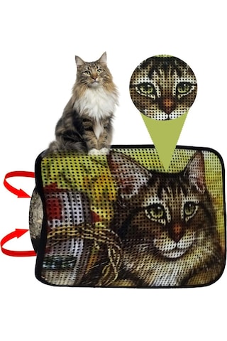 Petesia Kedi Tuvalet Önü Elekli Paspas 60x45 Cm Bahar Desenli Kedi Kumu Tutucu