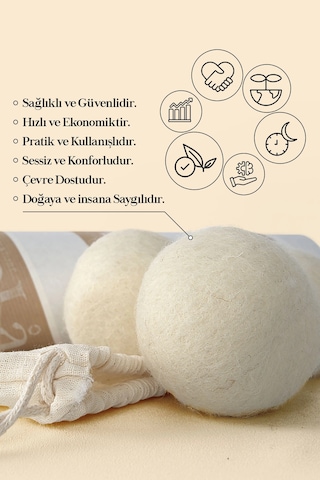 %100 Doğal Merinos Yünü Çamaşır Makinesi Yün Kurutma Topu Çok Renkli