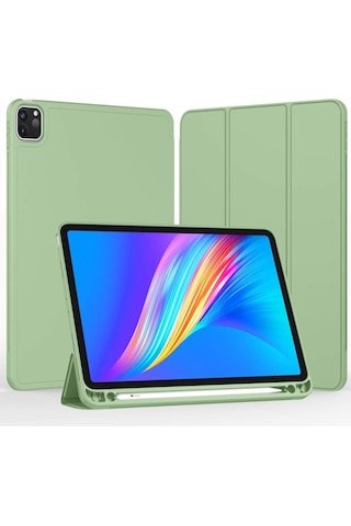 Apple Uyumlu iPad Pro 4. Nesil M2 2022 11 Inç Tablet Kılıf Uyku Modlu Kalem Bölmeli Silikon Koruyucu Kılıf