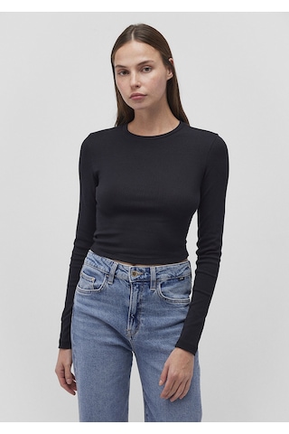 Mavi - 2li Uzun Kollu Crop Basic Tişört 1613021-900 Siyah