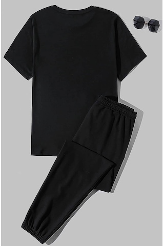 Uyguntarz Unisex X Baskılı 2'li Eşofman Takımı Siyah