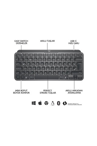 LOGITECH MX KEYS MINI Q TR KLAVYE SIYAH 920-010504