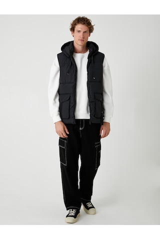 Koton Şişme Yelek Slim Fit Fermuarlı Siyah 5wam20042hw Siyah