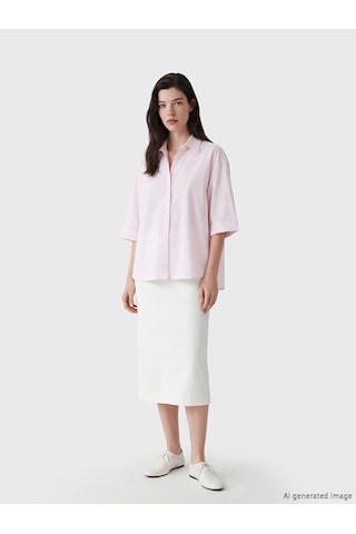 Lcw Comfort Pembe Kaçık Yaka Çizgili Kadın Gömlek