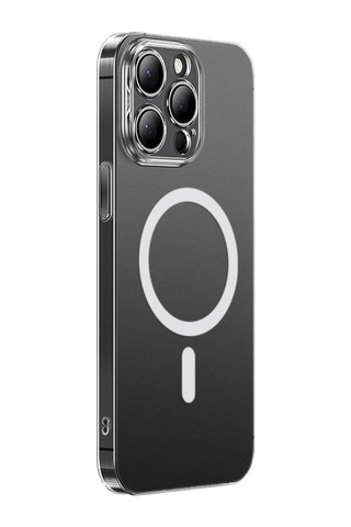 İphone Uyumlu 15 Pro Max Kılıf Magsafe Şarj Özellikli Toz Önleyici Zore Helo Kapak-şeffaf