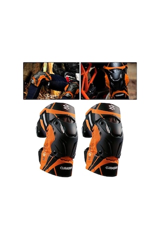 Dinosaurs 2x Motosiklet Diz Pedleri K01-3 Motokros Yarışı Yansıtıcı Turuncu Yeşil