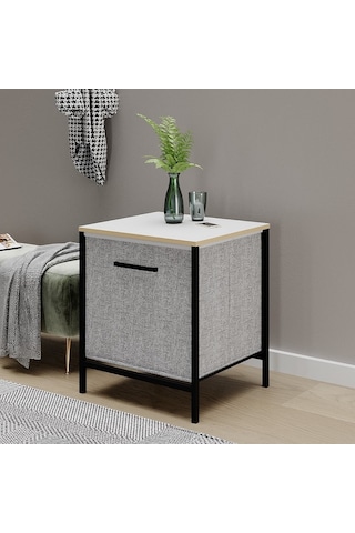 Çok Amaçlı Dolap 1 Çekmeceli Komodin Sehpa Gri 1594