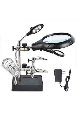 Mg-16129 Çok Fonksiyonlu Işıklı Büyüteç Lehim Tamir Standı