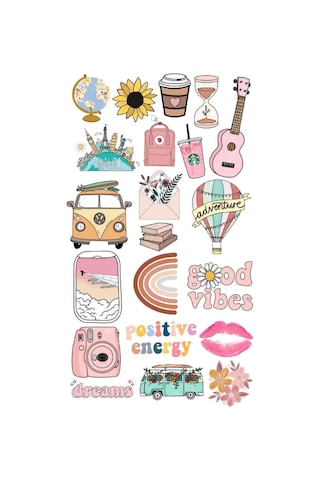 21 Adet Adventure Temalı Sticker Seti Planner Ajanda Art Laptop Tablet Telefon Bullet Journal Etiket