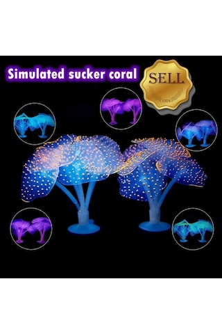 Zhanglei001 Turuncu Yapay Mercan Dekoru Akvaryum Işık Saçan Balık Tankı Aksesuarı