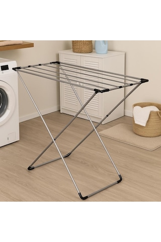 Gri Katlanabilir Çamaşır Kurutmalığı Kompakt Ve Dayanıklı Metal Gövdeli Kurutma Askısı Banyo, Balkon Diğer