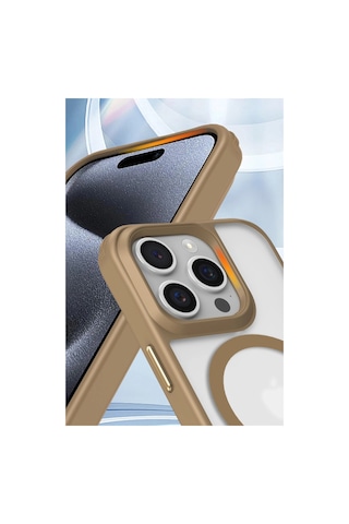 Apple İphone Uyumlu 16 Pro Max Kılıf Enka Magsafe Silikon Kılıf - Titan Gri Çokrenkli