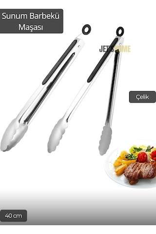 Sunum Maşası Barbekü Maşası Mangal Maşa Çelik Salata Maşası 40 Cm