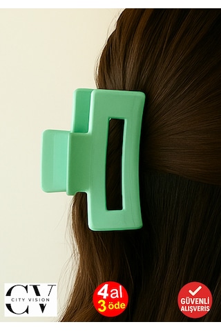 Su Yeşili Renk Televizyon Model Mandal Saç Tokası 11 Cm - Şık Ve Dayanıklı Su Yeşili