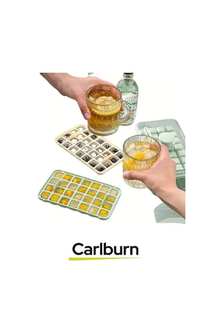 Yeni Nesil Dayanıklı Bpa İçermeyen Düğmeli Basmalı Çift 56'lı Buz Küpü Kalıbı Saklama Kutulu Çok Renkli