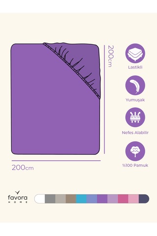 Favora Battal Boy Lastikli Penye Çarşaf - Mor