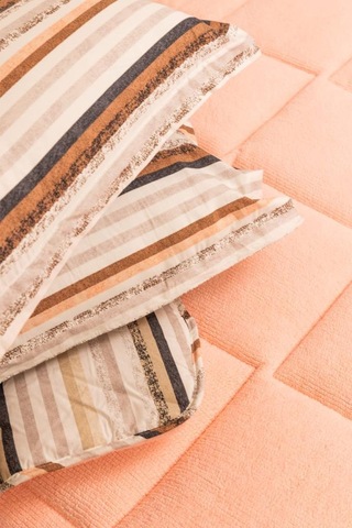 Sherpa Peluş Çift Kişilik Lastikli Çarşaflı Comforter Set Pudra