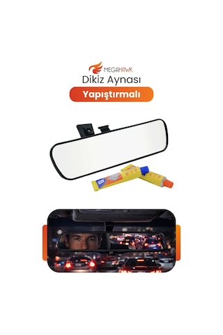 Araç İçi Dikiz Aynası Geniş Açılı İç Ayna Yapıştırmalı Aparatlı Net Görüş Universal