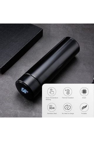 Ulzyvf 480ml Akıllı Termos: 24 Saat Sıcak/soğuk, Led Ekranlı, Sızdırmaz Paslanmaz Çelik Su Şişesi Mavi, Küçük Boyutlu Tasarım Mavi