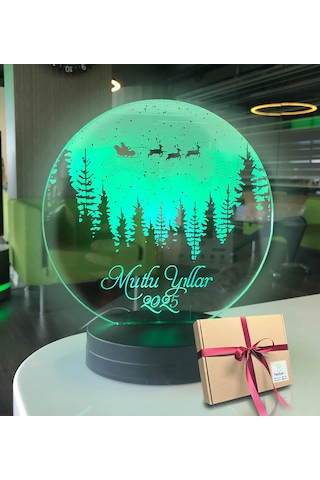 Yeni Yıla Özel Oval Uçan Geyikler Kişiye Özel Yazılı 3d Led Gece