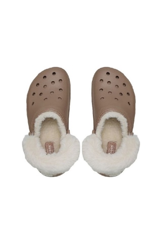 Crocs Classic Platform Fuzz Lined Clog Kadın Terlik 212854 Kahverengi
