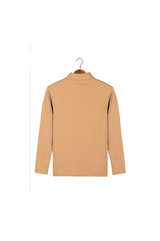 Terapi Men Erkek Bej Yarım Fermuarlı Basic Düz Sweatshirt Bej