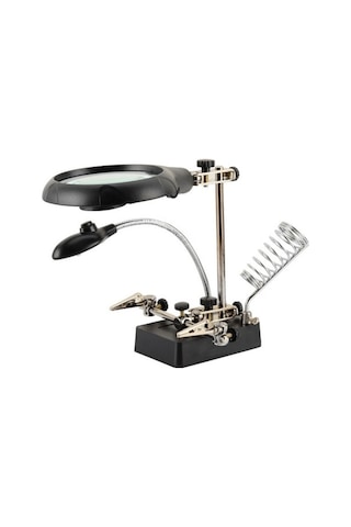 Electroon 16129C Masa Üstü Ledli Büyüteç Havya Stand Pcb Tutucu