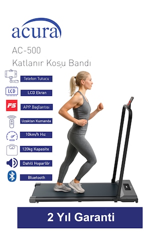 Ac-500 Bluetoothlu, Hoparlörlü, Uzaktan Kumandalı Katlanır Koşu Bandı
