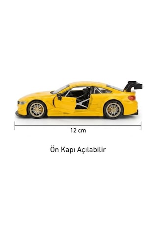 Hobbiez Lisanslı Bmw M4 Kapıları Açılabilir Model Diecast 1.36 Ölçek Metal Model Araç Sarı