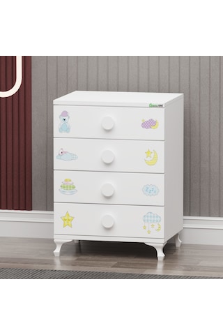 Elegant Mdf Çıtalı Beşik + Şifonyer - Uykucu Beyaz