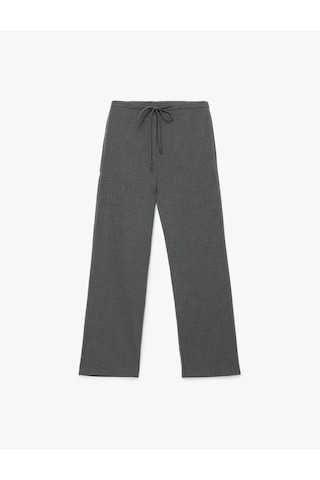Koton Beli Bağcıklı Cepli Uzun Gri Kadın Pantolon 6wak40029pw Gri