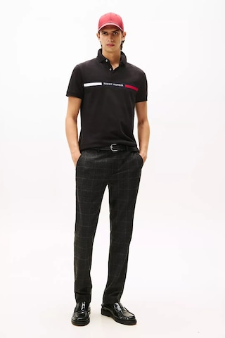 Tommy Hilfiger Erkek Regular Fit Göğsü Şeritli Ve Yazı Nakışlı Polo Yaka T-shirt - Siyah Triple Black