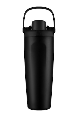 Taşınabilir Zıplama Termos Bardağı, Kilitli Tokalı, Çift İçme Spor Su Bardağı Siyah