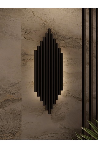 Nox Siyah Modern Şarjlı Aplik Sarı Işık Yayan Lamba