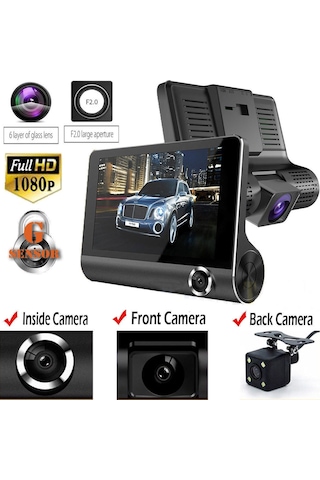 Kingboss Full Hd 1080P 3 Kamera Araç İçi Kaydedici