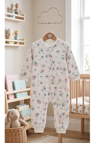 Motherlove Çocuk Uyku Tulumu 1.5 Tog 2-5 Yaş Fermuarlı Pamuklu Kumaş Beyaz - Pembe