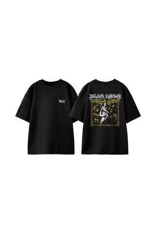 Thewert Julius Caesar Tasarım Sırt Baskılı Pamuk Siyah Oversize T-shirt