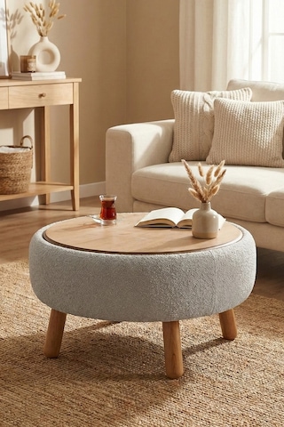 İriva Sandıklı Mekanizmalı Orta Sehpa/bench, Sütlü Kahve Ekru