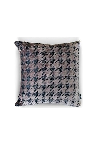 Taupe Houndstooth Kazayağı Desenli Dekoratif Kırlent/yastık Kılıfı 45x45 Cm,%100 Polyester Döşemelik Kumaş 50 x 22