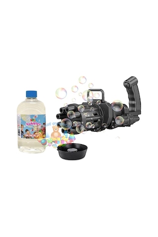 Pilli Köpüklü Oyuncak Tabanca Köpük Makinesi Bubble Machine Siyah 500 Ml Köpük