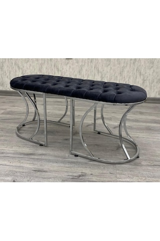 Lüks Puf Bench Gümüş Gümüş