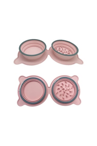 Sones Silikon Katlanır Hayvan Mama Kabı Açık Taşınabilir Çift Kase Anti-sigh Yavaşça Eclipse Geri Çekilebilir Köpek Pot