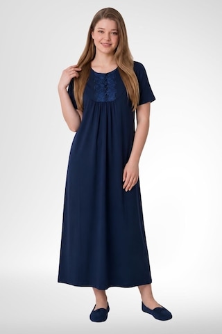 Mecit Pijama Mecit 6029 Lacivert Büyük Beden Kadın Gecelik