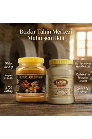 Bozkır Tahin Merkezi Altın Susam Kavrulmuş Tahini 930 Gr- Beyaz Tahin935gr Taş Değirmen&katkısız